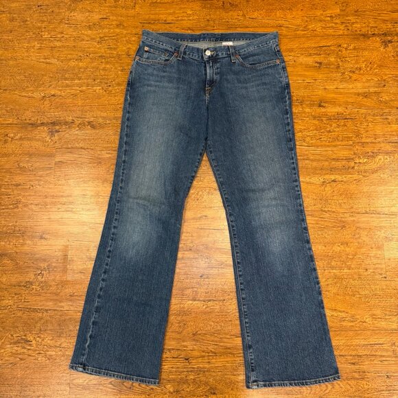 Lucky Brand Blue Mid Rise Flare Regular Length Denim Jeans Women's 14x32 (35x32) - Picture 1 of 9